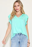 Load image into Gallery viewer, Basic Bae Full Size Bamboo Notched Ruffled Short Sleeve T-Shirt