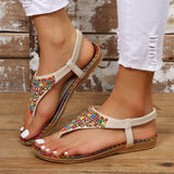 Load image into Gallery viewer, Beaded PU Leather Open Toe Sandals