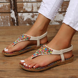 Load image into Gallery viewer, Beaded PU Leather Open Toe Sandals