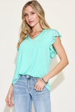 Load image into Gallery viewer, Basic Bae Full Size Bamboo Notched Ruffled Short Sleeve T-Shirt