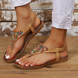 Load image into Gallery viewer, Beaded PU Leather Open Toe Sandals