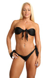 Load image into Gallery viewer, 2pc Black Bandeau Ruffle Tie Bikini Set Swimwear