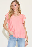 Load image into Gallery viewer, Basic Bae Full Size Bamboo Notched Ruffled Short Sleeve T-Shirt